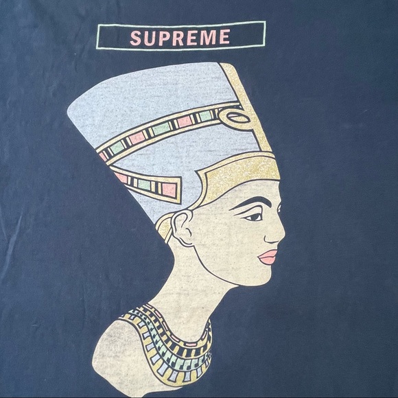 Supreme Egyptian Nefertiti Mens Navy Color Mens Large Size Graphic Tee Shirt - Picture 2 of 5